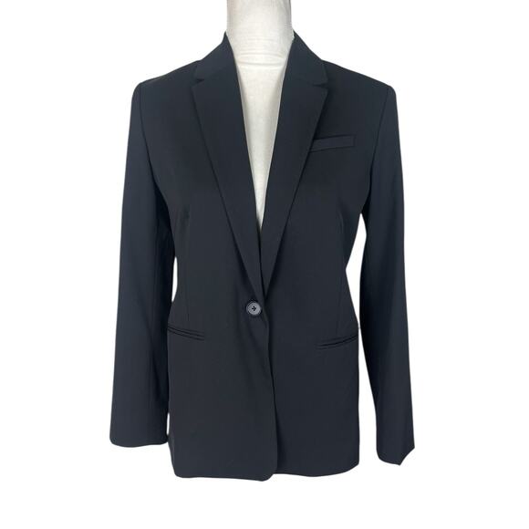 Everlane Italian GoWeave Black Blazer Jacket 100% Wool Single Button Size 4 - Picture 2 of 7